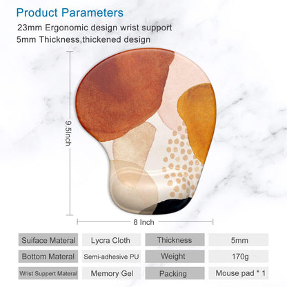 Ergonomic Mouse Pad with Gel Wrist Support Wrist Rest Smooth Surface Non-Slip PU Base Comfortable Office Supplies Pain Relief, 9.5 X 8 Inches, Abstract Art Style