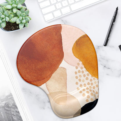 Ergonomic Mouse Pad with Gel Wrist Support Wrist Rest Smooth Surface Non-Slip PU Base Comfortable Office Supplies Pain Relief, 9.5 X 8 Inches, Abstract Art Style